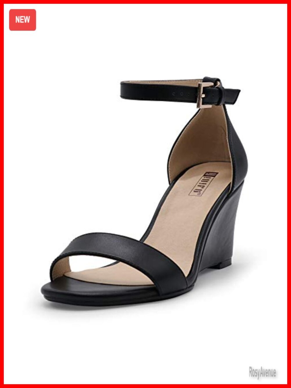 Wedge Heels Sandals With Wide Ankle Strap & Cushioned Footbed